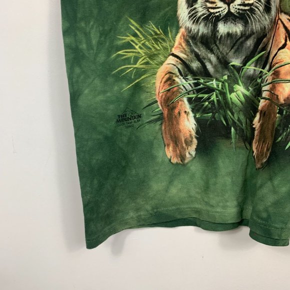 The Mountain Tiger T-Shirt Mens Size L Green Cotton Double-Sided Animal Print - Picture 6 of 7